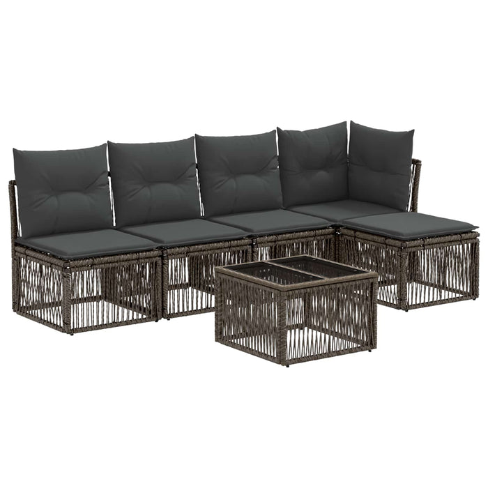 Set de canapele pentru grădină 6 pcs Gri poliratan - WALTI WALTI