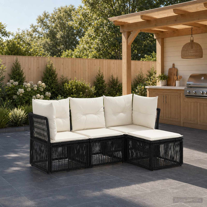 Set de canapele pentru grădină 4 pcs Negru poliratan - WALTI WALTI