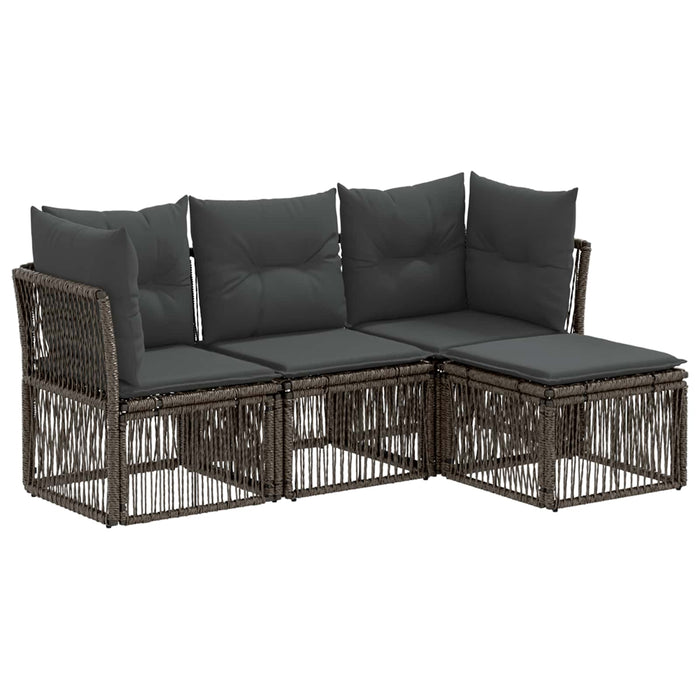 Set de canapele pentru grădină 4 pcs Gri poliratan WALTI