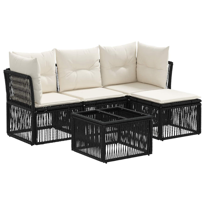 Set de canapele pentru grădină 5 pcs Negru poliratan - WALTI WALTI