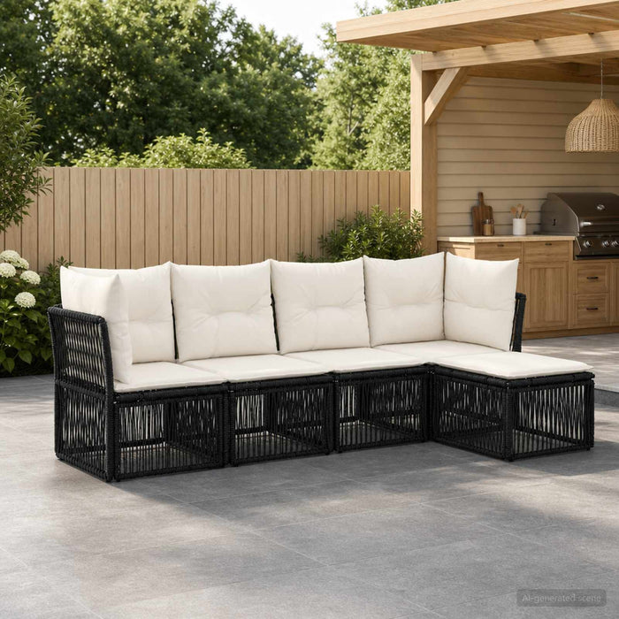 Set de canapele pentru grădină 5 pcs Negru poliratan - WALTI WALTI