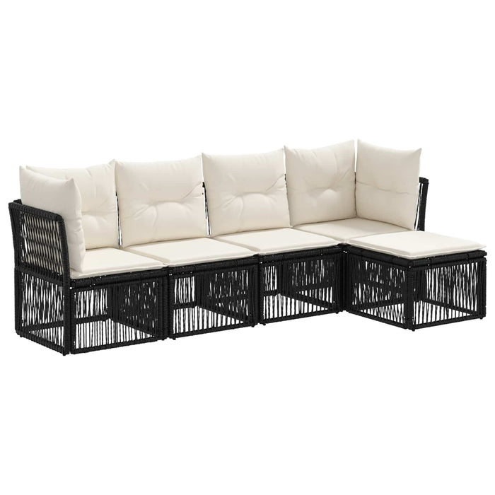 Set de canapele pentru grădină 5 pcs Negru poliratan WALTI