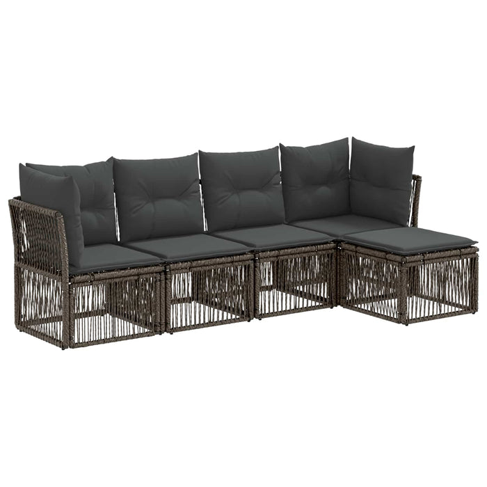 Set de canapele pentru grădină 5 pcs Gri poliratan WALTI