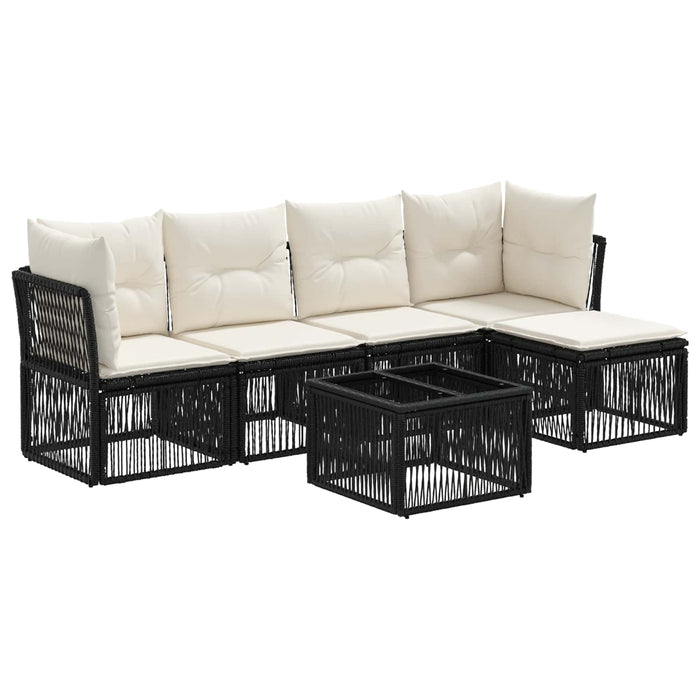 Set de canapele pentru grădină 6 pcs Negru poliratan - WALTI WALTI