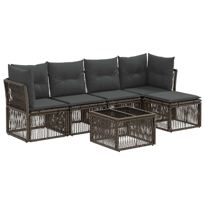 Set de canapele pentru grădină 6 pcs Gri poliratan - WALTI WALTI