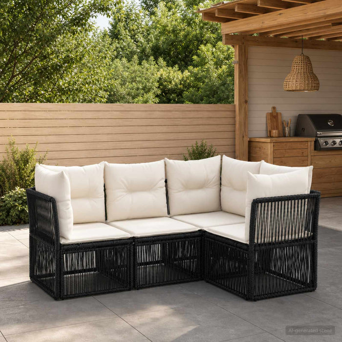Set de canapele pentru grădină 4 pcs Negru poliratan - WALTI WALTI