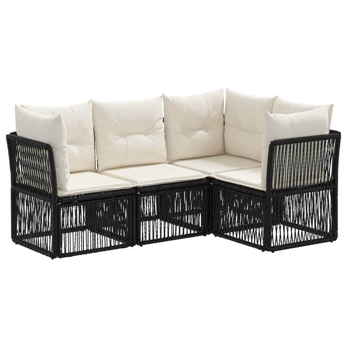 Set de canapele pentru grădină 4 pcs Negru poliratan WALTI