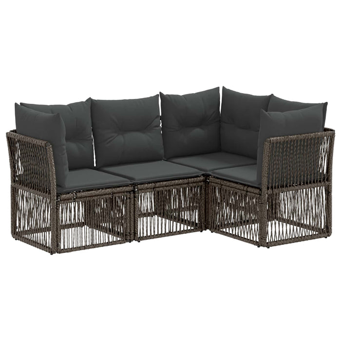 Set de canapele pentru grădină 4 pcs Gri poliratan WALTI