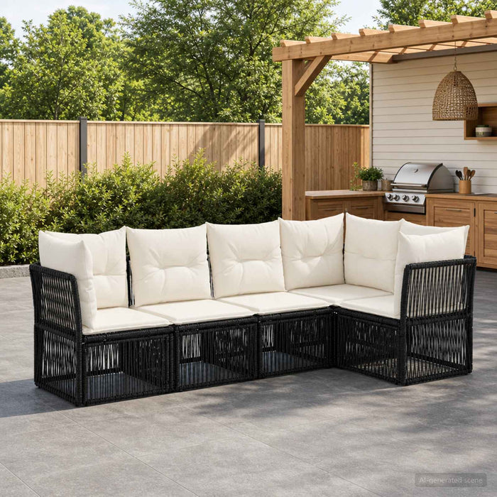 Set de canapele pentru grădină 5 pcs Negru poliratan - WALTI WALTI