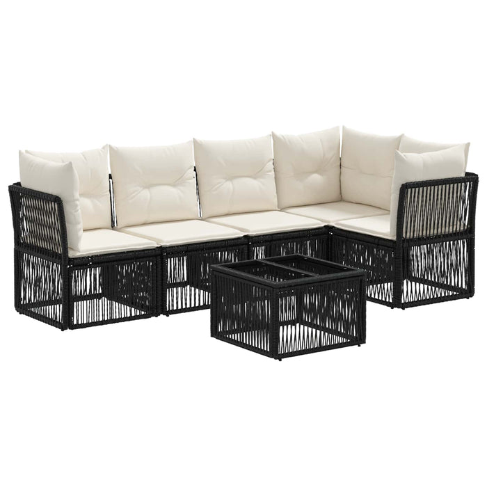 Set de canapele pentru grădină 6 pcs Negru poliratan - WALTI WALTI