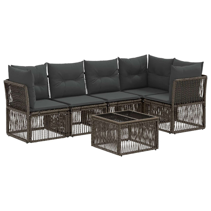Set de canapele pentru grădină 6 pcs Gri poliratan - WALTI WALTI