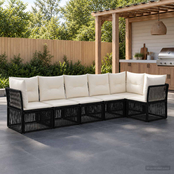 Set de canapele pentru grădină 6 pcs Negru poliratan - WALTI WALTI