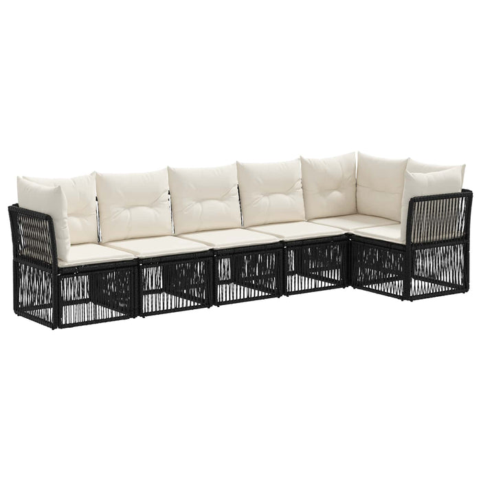 Set de canapele pentru grădină 6 pcs Negru poliratan WALTI