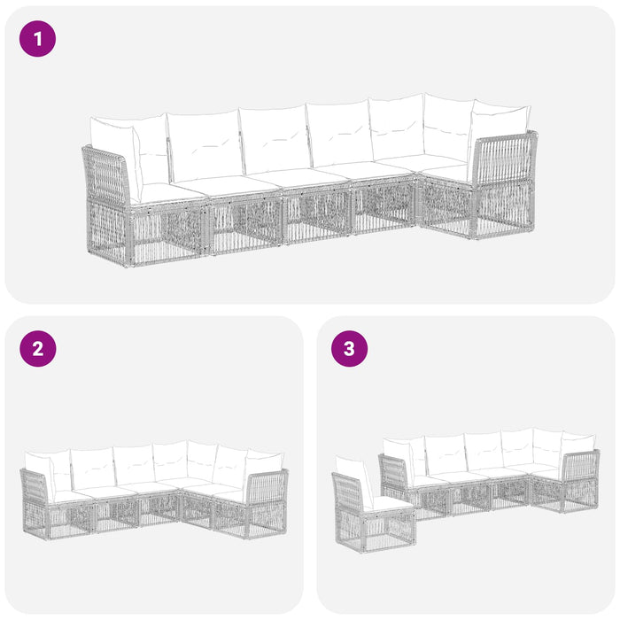 Set de canapele pentru grădină 6 pcs Gri poliratan WALTI