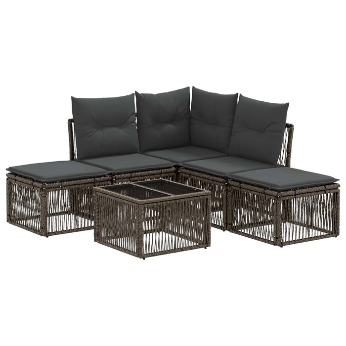 Set de canapele pentru grădină 6 pcs Gri poliratan - WALTI WALTI