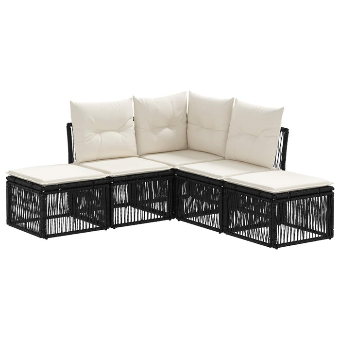 Set de canapele pentru grădină 5 pcs Negru poliratan WALTI