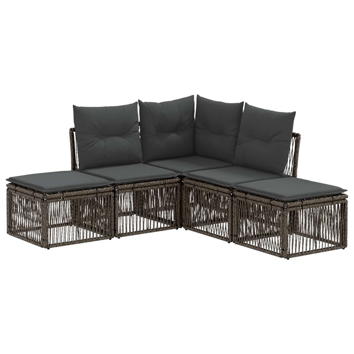 Set de canapele pentru grădină 5 pcs Gri poliratan WALTI