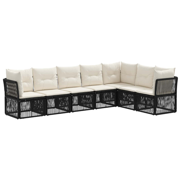 Set de canapele pentru grădină 7 pcs Negru poliratan WALTI