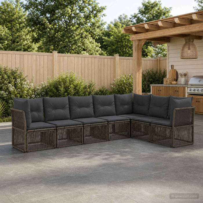 Set de canapele pentru grădină 7 pcs Gri poliratan - WALTI WALTI