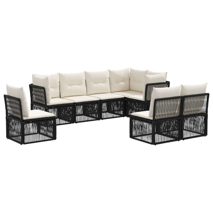 Set de canapele pentru grădină 8 pcs Negru poliratan WALTI
