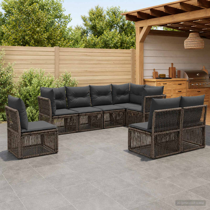 Set de canapele pentru grădină 8 pcs Gri poliratan - WALTI WALTI