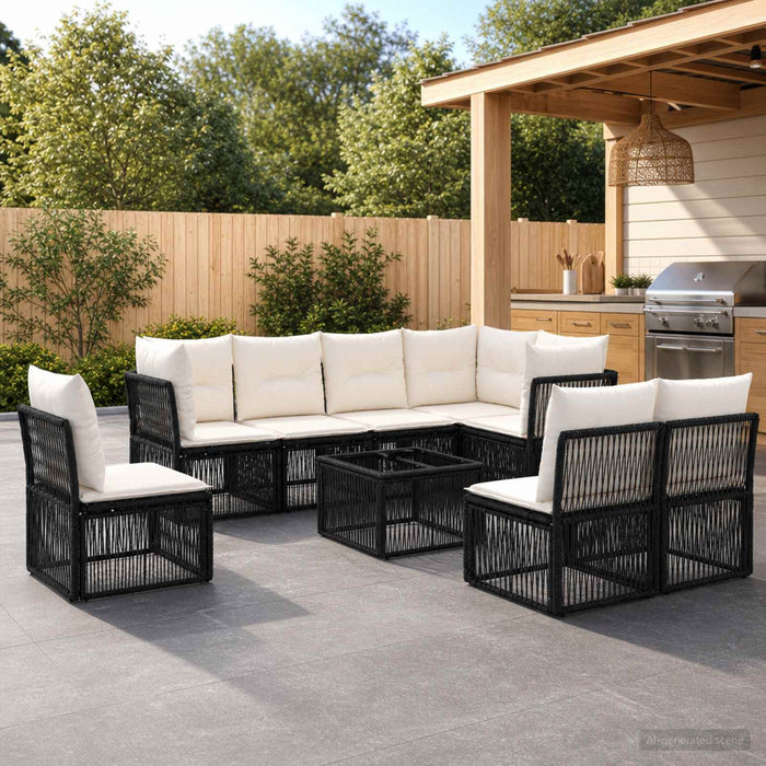 Set de canapele pentru grădină 9 pcs Negru poliratan - WALTI WALTI