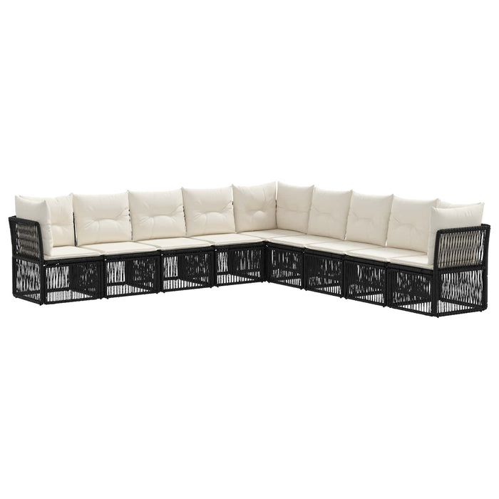 Set de canapele pentru grădină 9 pcs Negru poliratan WALTI