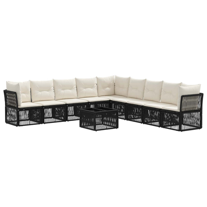 Set de canapele pentru grădină 10 pcs Negru poliratan - WALTI WALTI
