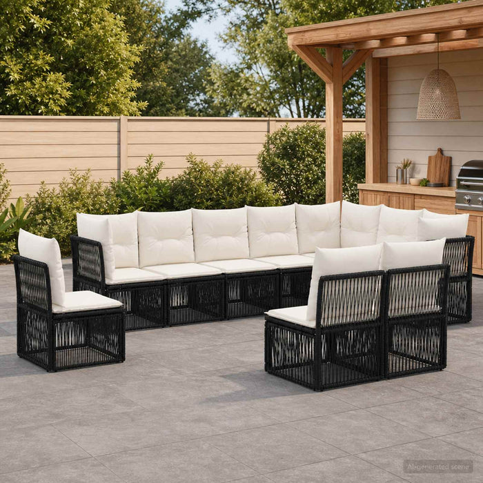 Set de canapele pentru grădină 10 pcs Negru poliratan - WALTI WALTI