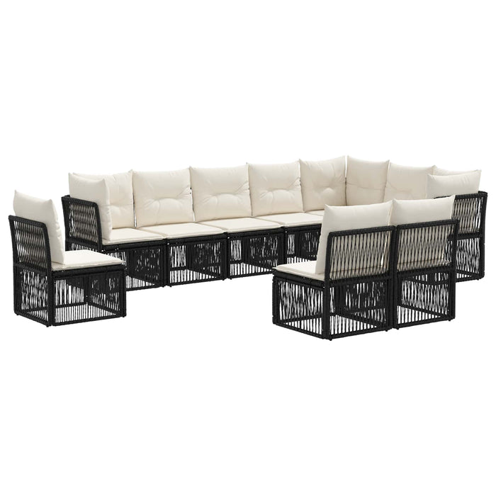 Set de canapele pentru grădină 10 pcs Negru poliratan WALTI