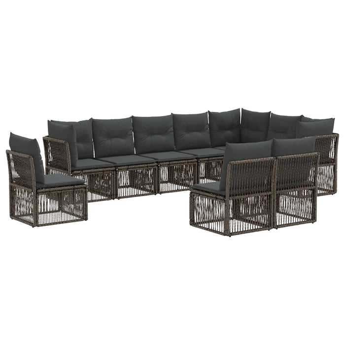 Set de canapele pentru grădină 10 pcs Gri poliratan WALTI