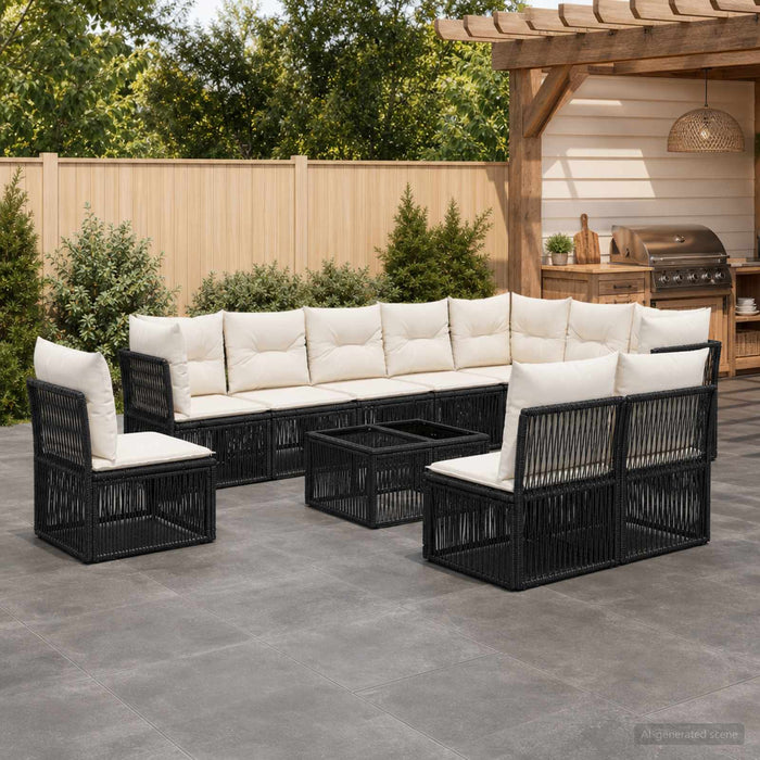 Set de canapele pentru grădină 11 pcs Negru poliratan - WALTI WALTI