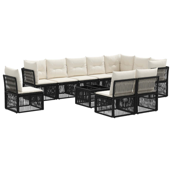 Set de canapele pentru grădină 11 pcs Negru poliratan - WALTI WALTI