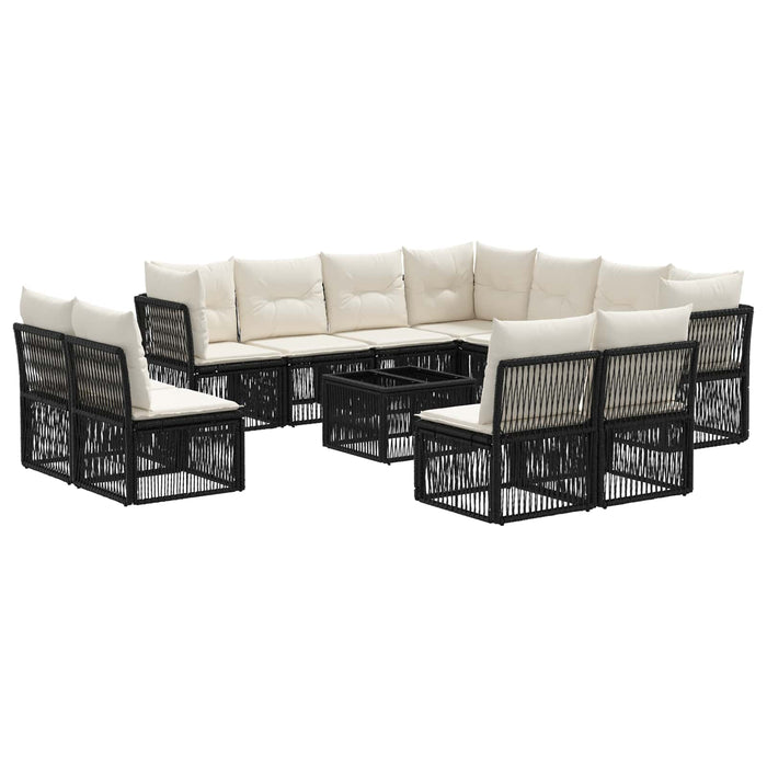 Set de canapele pentru grădină 12 pcs Negru poliratan - WALTI WALTI