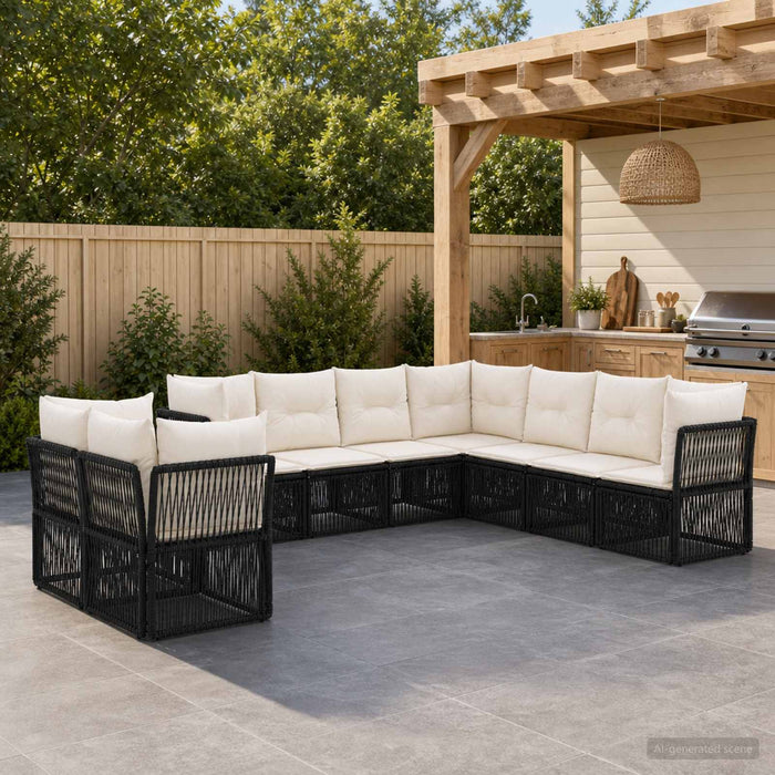 Set de canapele pentru grădină 9 pcs Negru poliratan - WALTI WALTI