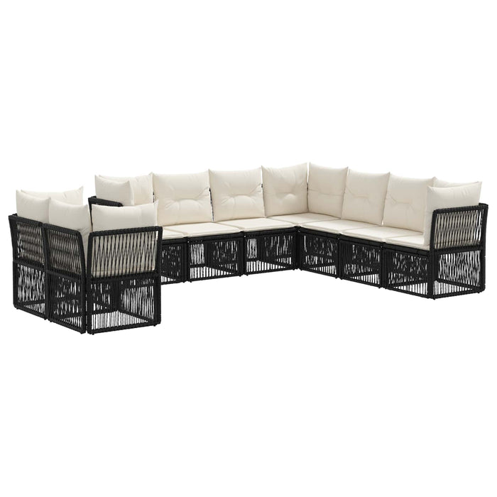 Set de canapele pentru grădină 9 pcs Negru poliratan WALTI