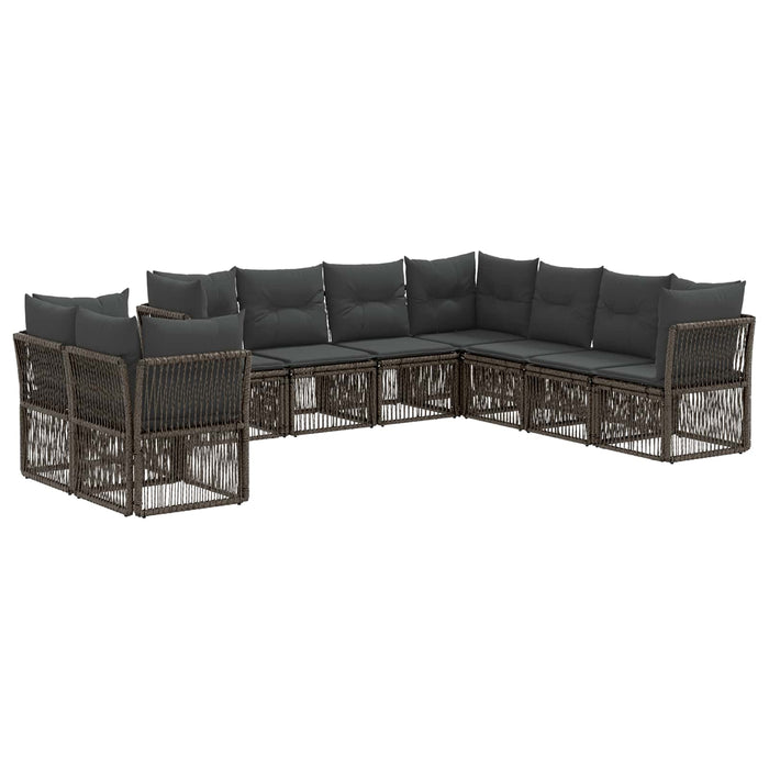 Set de canapele pentru grădină 9 pcs Gri poliratan WALTI