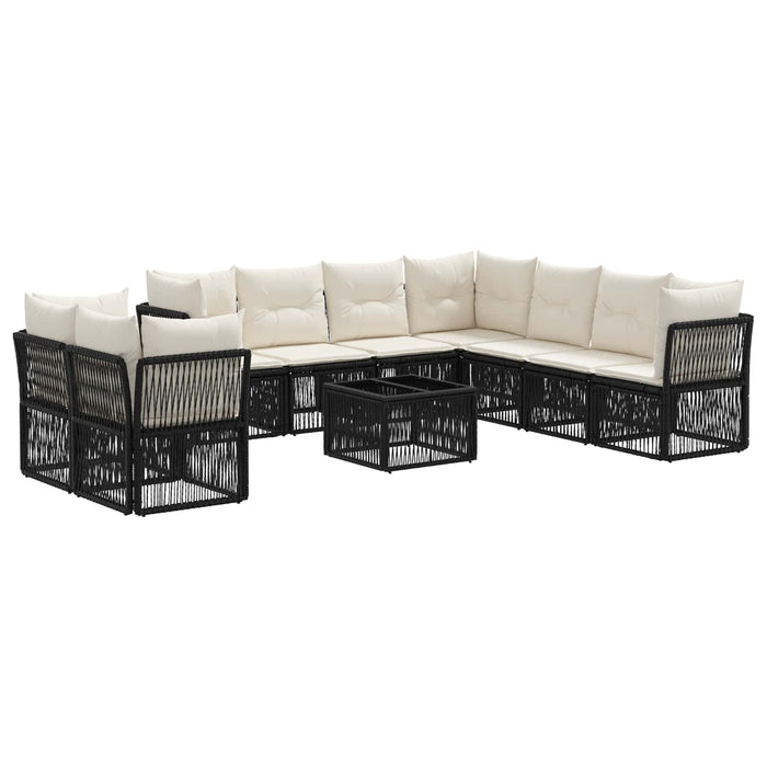 Set de canapele pentru grădină 10 pcs Negru poliratan - WALTI WALTI