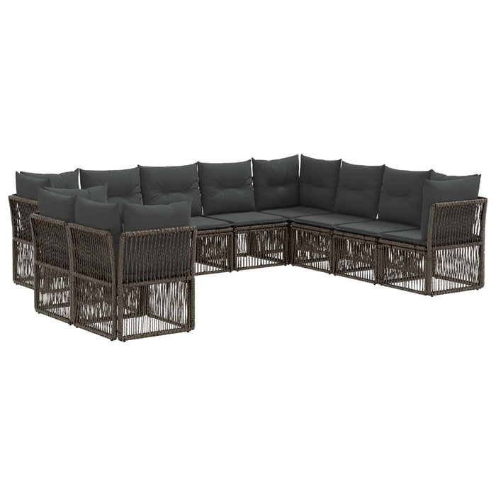 Set de canapele pentru grădină 10 pcs Gri poliratan WALTI