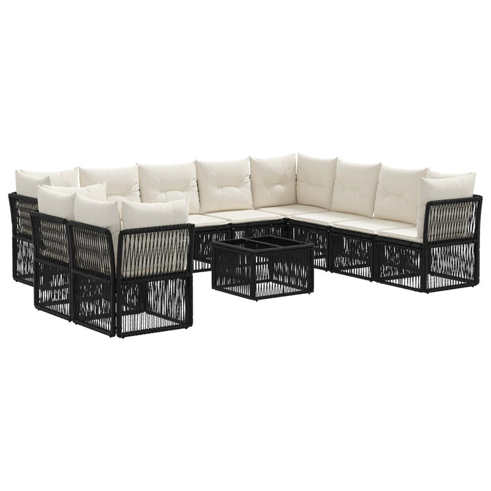 Set de canapele pentru grădină 11 pcs Negru poliratan - WALTI WALTI