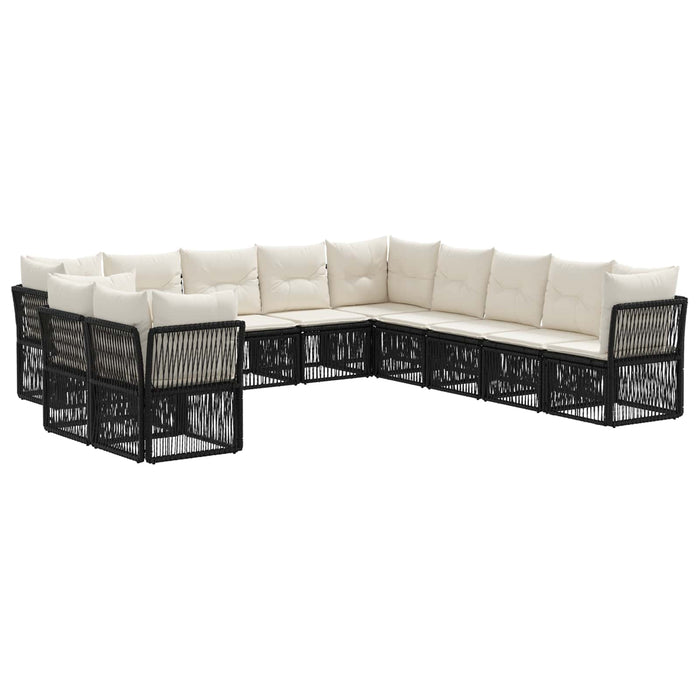 Set de canapele pentru grădină 11 pcs Negru poliratan WALTI