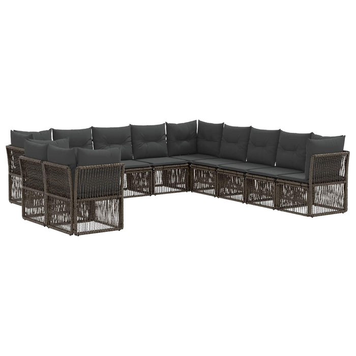 Set de canapele pentru grădină 11 pcs Gri poliratan WALTI