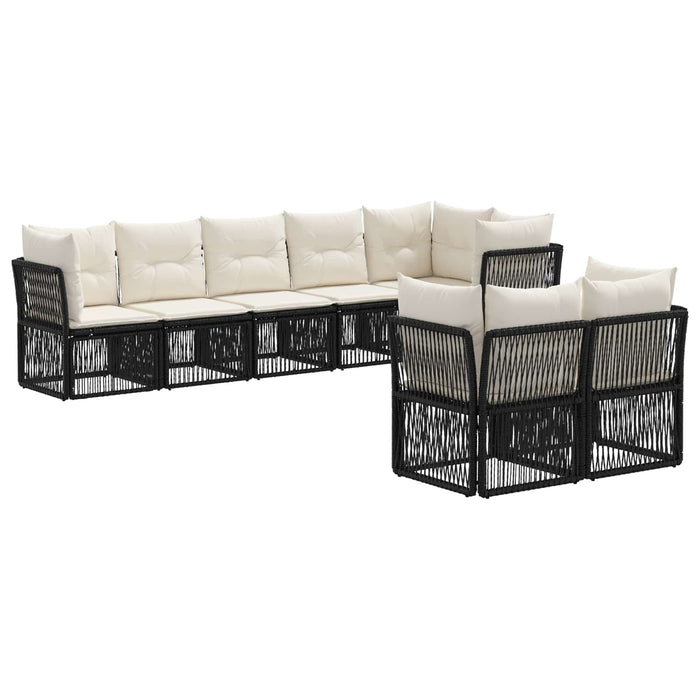 Set de canapele pentru grădină 8 pcs Negru poliratan WALTI