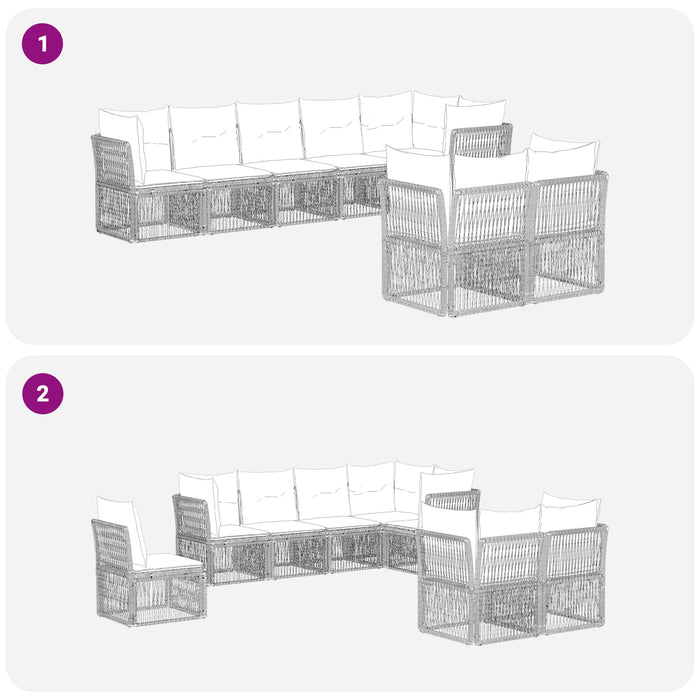 Set de canapele pentru grădină 8 pcs Bej poliratan WALTI