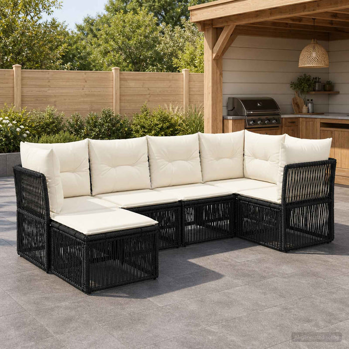Set de canapele pentru grădină 6 pcs Negru poliratan - WALTI WALTI