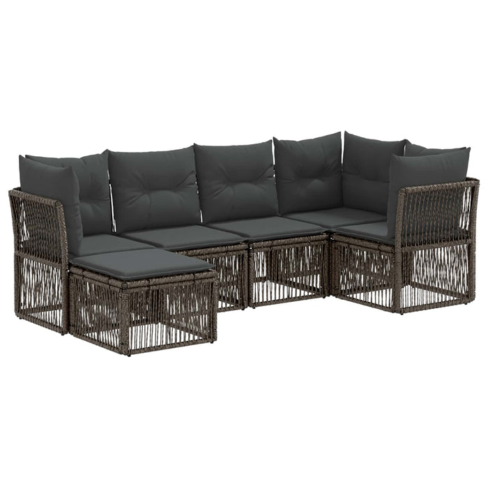 Set de canapele pentru grădină 6 pcs Gri poliratan WALTI