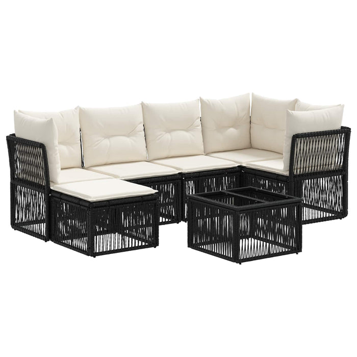 Set de canapele pentru grădină 7 pcs Negru poliratan - WALTI WALTI