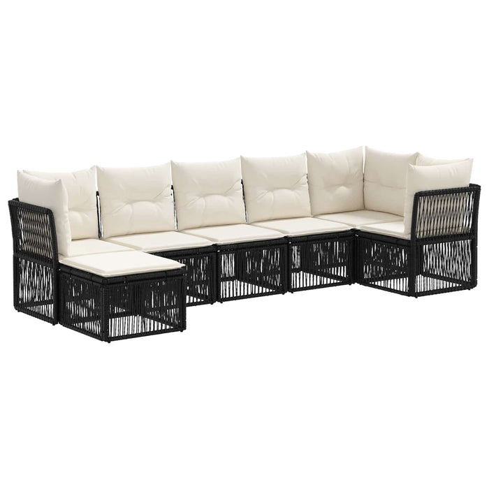 Set de canapele pentru grădină 7 pcs Negru poliratan WALTI