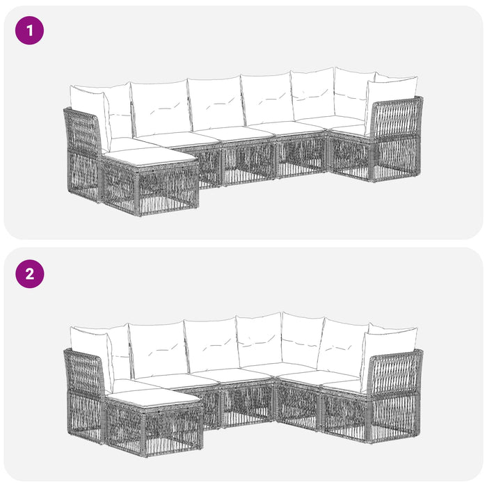 Set de canapele pentru grădină 7 pcs Negru poliratan WALTI