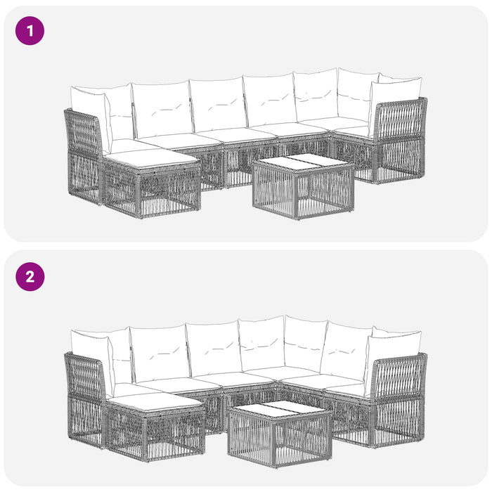 Set de canapele pentru grădină 8 pcs Negru poliratan - WALTI WALTI